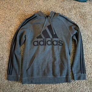 Adidas Men's Charcoal Hoodie with Black Accents